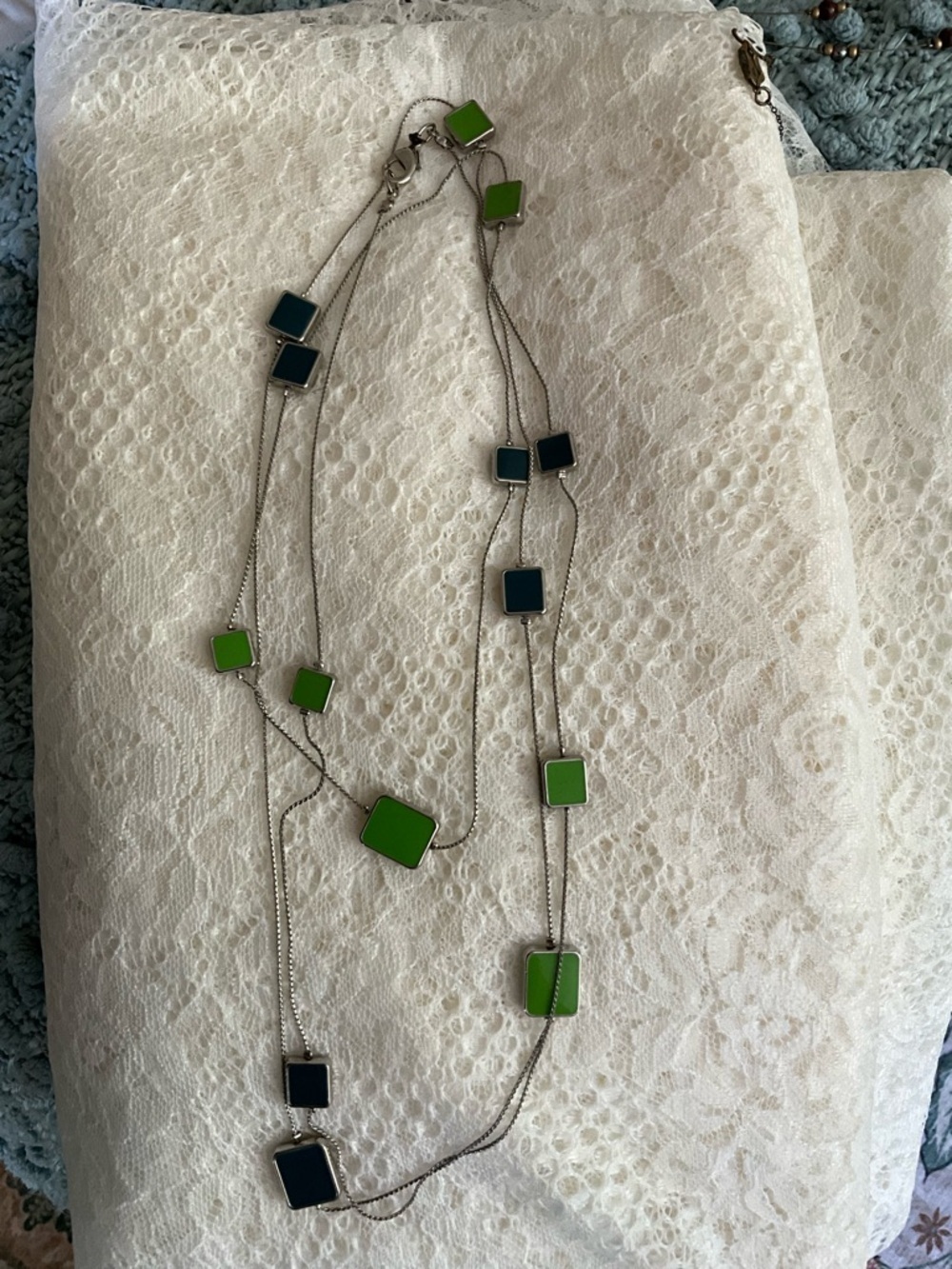 Multi Strand Necklace Square Station 25 Inch